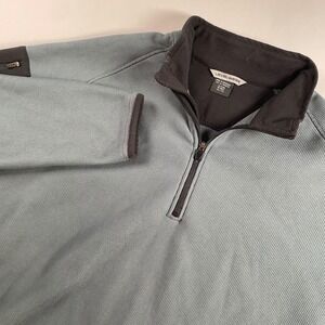 LEVELWEAR Quarter Zip Pullover Sweatshirt Blue Grey Textured Fleece Lined XXL